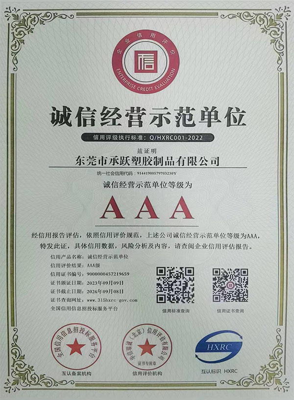 诚信经营示范单位